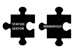 Illustrasjonsbilde: To puslespillbiter vender mot hverandre. På den ene står det statlig sektor, og på den andre mangfold.